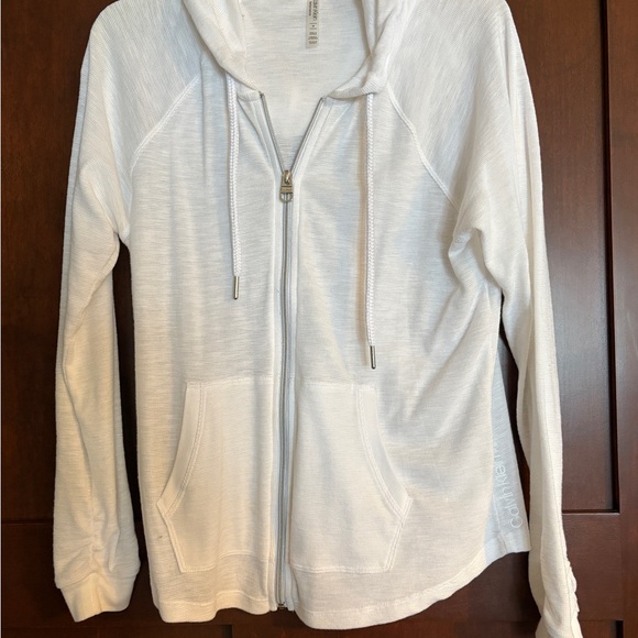 Calvin Klein performance lightweight zip up hoodie in white size medium - Picture 2 of 8